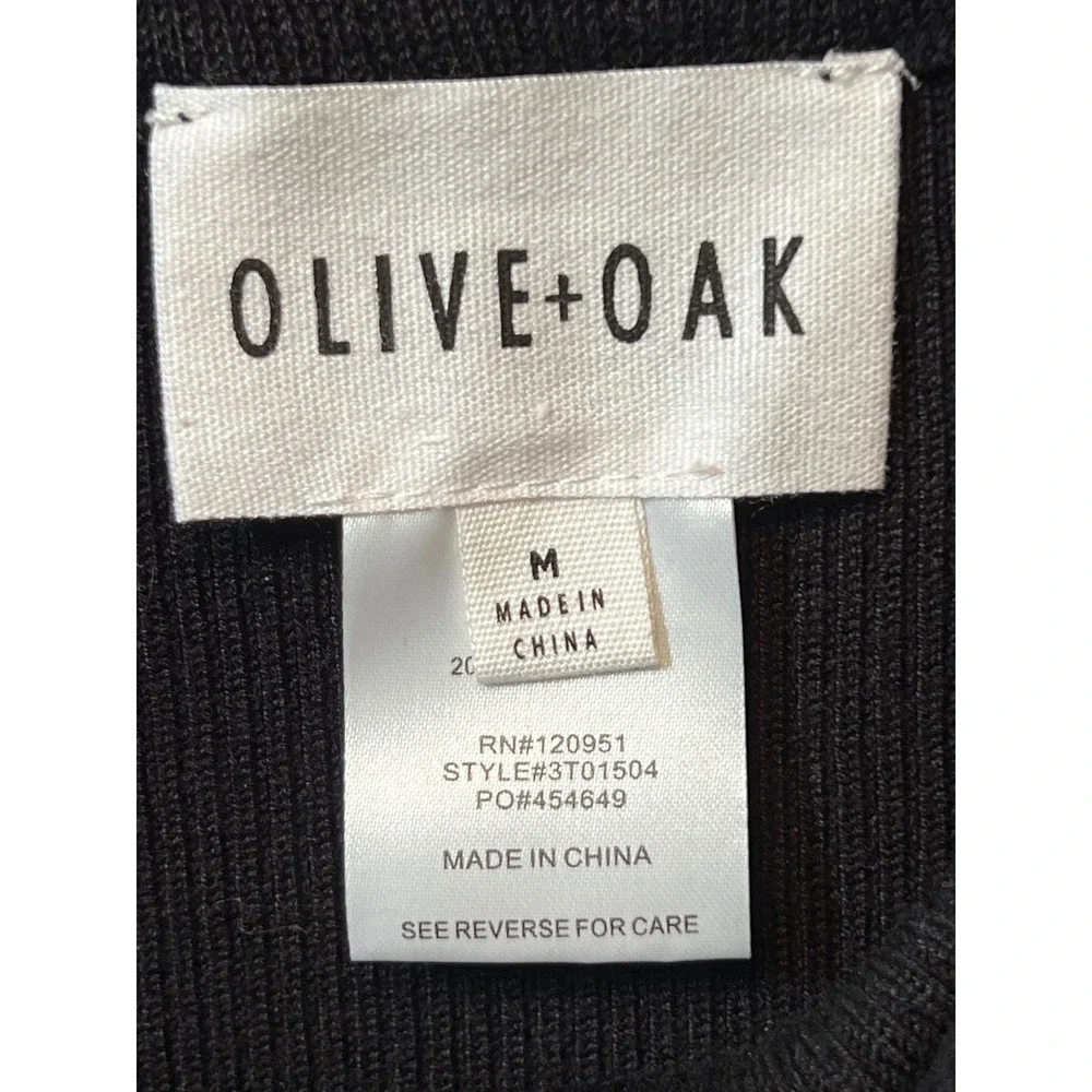 Olive + Oak Ribbed Knit Maxi Skirt High Waist‎ Slit Black Women's M